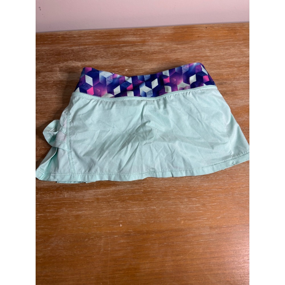 Ivivva Lululemon Kids Mint Green Pleated Tennis Skort Geometric Waistband Size 7